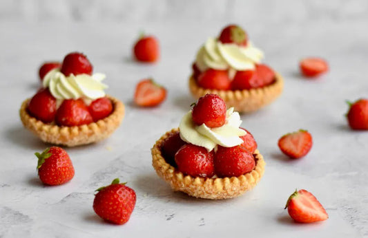 Aardbeien schelp met slagroom